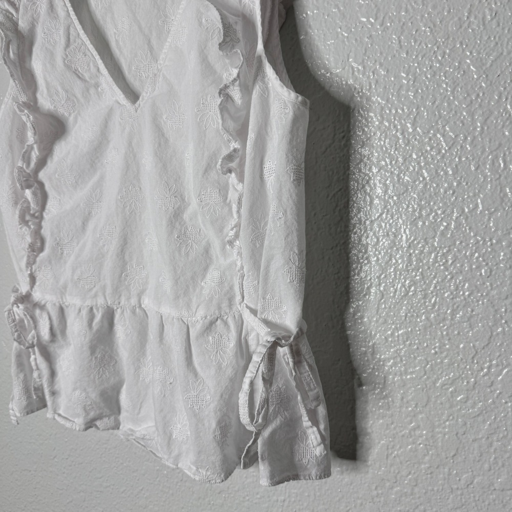 Madewell Side Tie Ruffle Peplum Top White Eyelet Blouse Womens Size Small - Picture 4 of 11
